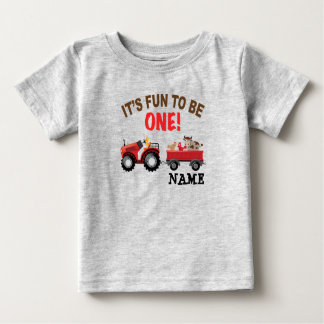 T-shirt Pour Bébé 1er premier anniversaire tracteur et animaux de fe