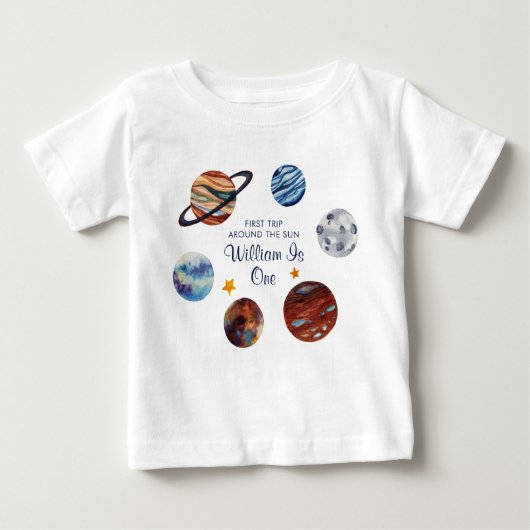 T-shirt Pour Bébé 1er voyage dans l'espace personnalisé pour l'anniv (Devant)