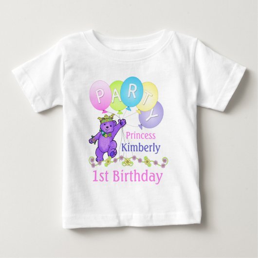 T-shirt Pour Bébé 1ère fête d'anniversaire Princesse Ours (Devant)