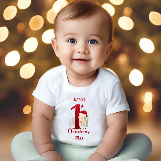 T-shirt Pour Bébé 1ère Forêt de cerfs de Noël