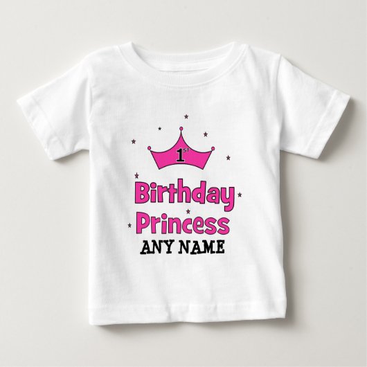 T-shirt Pour Bébé 1ère princesse anniversaire ! avec couronne rose (Devant)