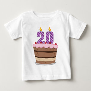 T-shirt Pour Bébé 20 ans sur le gâteau d'anniversaire