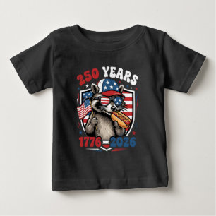 T-shirt Pour Bébé 250 ans 1776 2026 raton laveur patriotique États-U