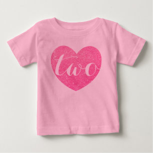 T-shirt Pour Bébé 2e anniversaire Baby Girl Parties scintillant coeu