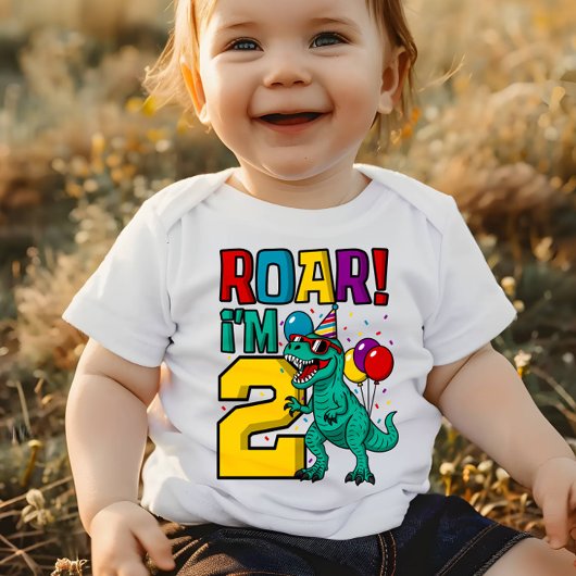 T-shirt Pour Bébé 2e anniversaire Dinosaur Roar