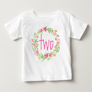 T-shirt Pour Bébé 2e anniversaire fille bébé aquarelle Floral Wreath