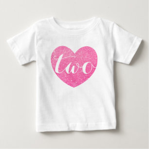 T-shirt Pour Bébé 2e anniversaire Parties scintillant rose Coeur Imp