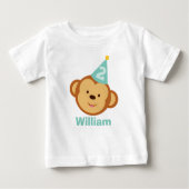 T-shirt Pour Bébé 2e anniversaire singe garçon avec nom personnalisé (Devant)