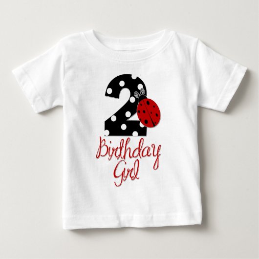 T-shirt Pour Bébé 2e fille anniversaire - Ladybug - 2 Bug dame (Devant)