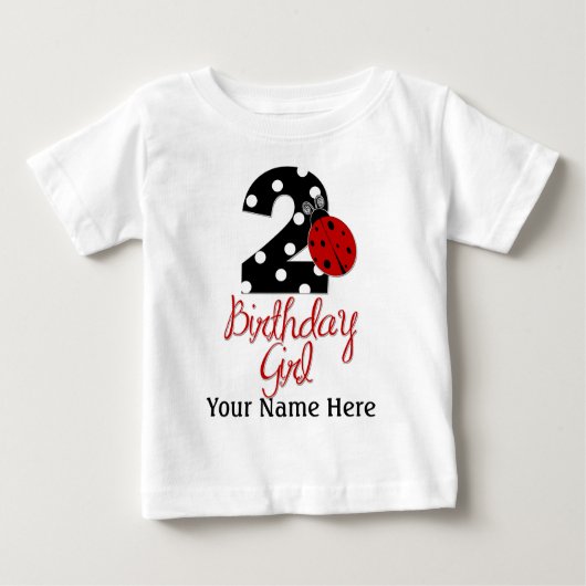 T-shirt Pour Bébé 2e fille anniversaire - Ladybug - 2 Bug dame (Devant)