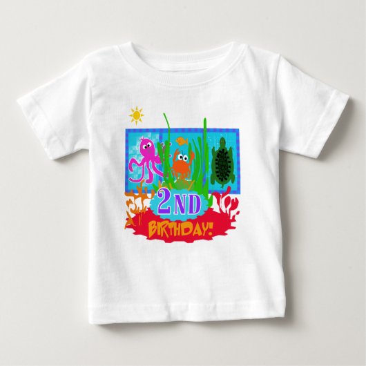 T-shirt Pour Bébé 2ème anniversaire d'aventure sous-marine (Devant)