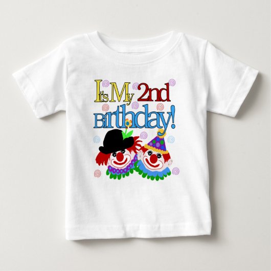 T-shirt Pour Bébé 2ème anniversaire de clowns (Devant)