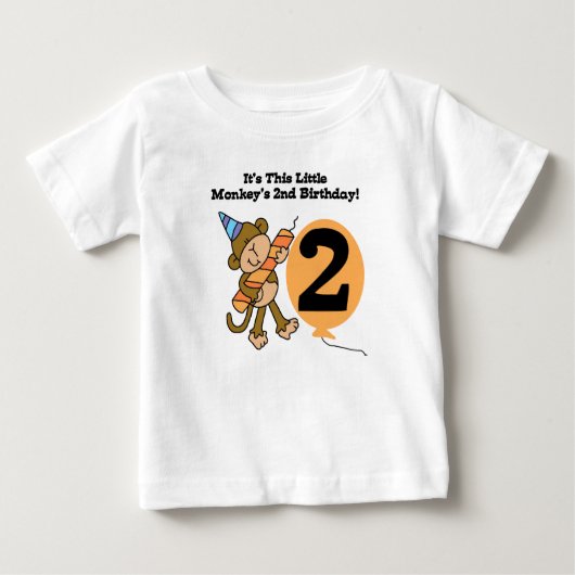 T-shirt Pour Bébé 2ème anniversaire de petit singe (Devant)