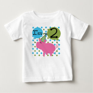 T-shirt Pour Bébé 2ème anniversaire de porc rose