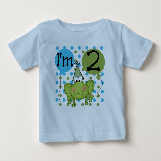 T-shirt Pour Bébé 2ème bleu d'anniversaire de grenouille (Devant)