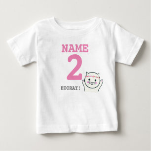 T-shirt Pour Bébé 2ème chat personnalisé de blanc d'anniversaire