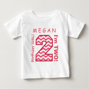 T-shirt Pour Bébé 2ème CHEVRONS ROSES du nombre A30 d'anniversaire