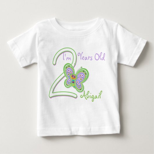 T-shirt Pour Bébé 2ème Papillon d'anniversaire (Devant)
