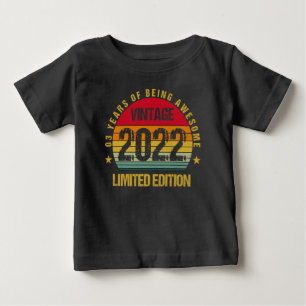 T-shirt Pour Bébé 3 Ans Troisième 2022 Vin 3ème Anniversaire Bébé