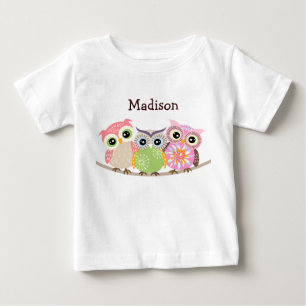T-shirt Pour Bébé 3 Chouettes mignonnes et colorées Chemises T pour 