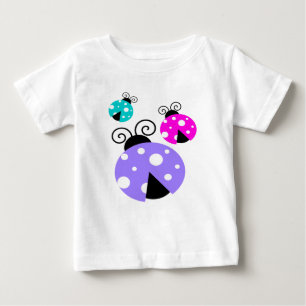 T-shirt Pour Bébé 3 coccinelles en rose et bleu violet