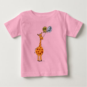 T-shirt Pour Bébé 3e anniversaire Giraffe et ballons