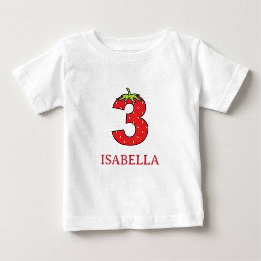 T-shirt Pour Bébé 3th Birthday strawberry theme Party (Devant)