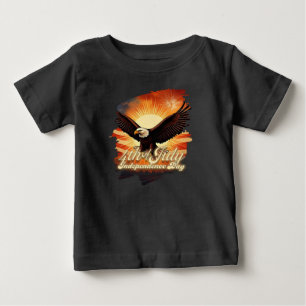 T-shirt Pour Bébé 4 juillet - Aigle majestueux et feux d'artifice 🦅