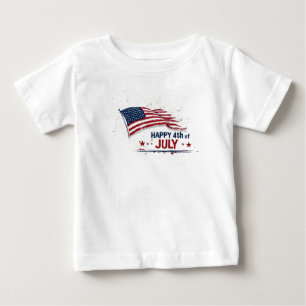 T-shirt Pour Bébé 4 juillet - Drapeau américain artistique éclabouss
