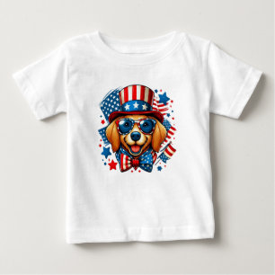T-shirt Pour Bébé 4 juillet USA Chien patriotique Jour de l'Indépend
