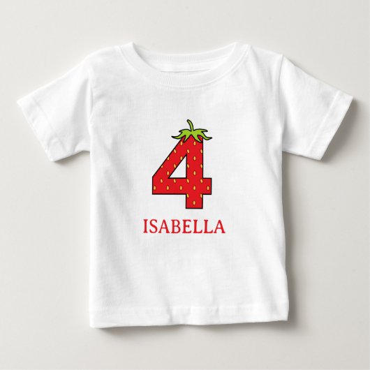 T-shirt Pour Bébé 4th Birthday strawberry theme Party (Devant)