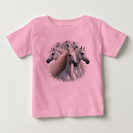 T-shirt Pour Bébé 6 chevaux blancs (Devant)
