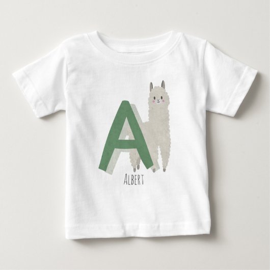 T-shirt Pour Bébé A pour Alpaca (Devant)
