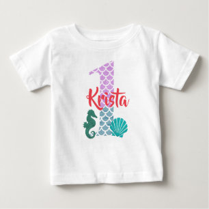 T-shirt Pour Bébé Ă?re chemise de coutume d'anniversaire de sirène