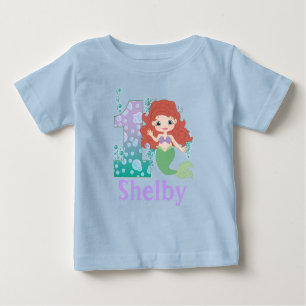 T-shirt Pour Bébé Ă?re princesse Mermaid Shirt d'anniversaire de nom