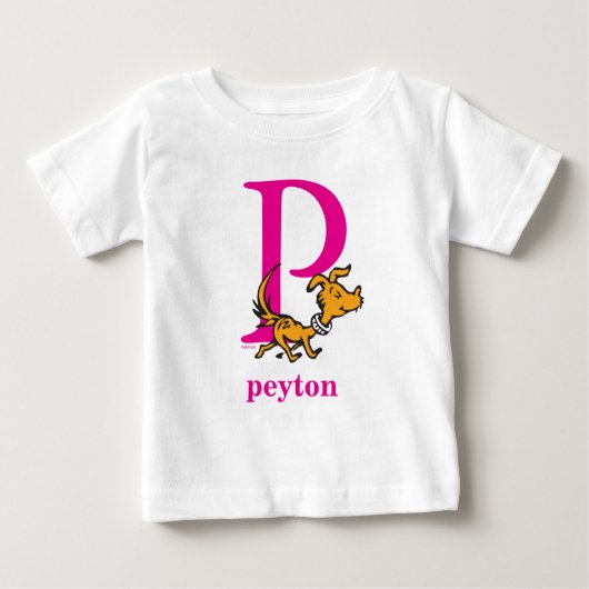 T-shirt Pour Bébé ABC du Dr Seuss : Lettre P - Rose | Ajouter Votre  (Devant)