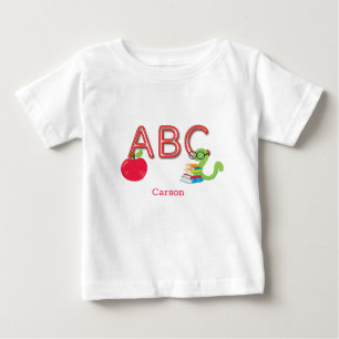 T-shirt Pour Bébé ABC Lettres ver de livre personnalisé