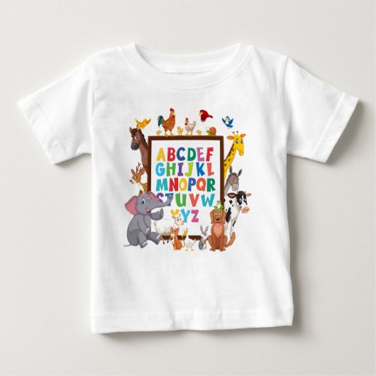 T-shirt Pour Bébé "ABC Safari : Embarquer sur un alphabet animal (Devant)