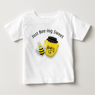 T-shirt Pour Bébé Abeille de miel mignonne et Pot de miel doux