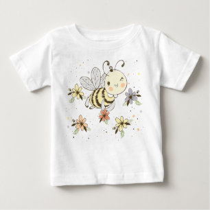 T-shirt Pour Bébé Abeilles De Miel, Fée & Bébé En Motif Sans Faille