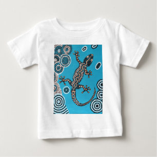 T-shirt Pour Bébé Aboriginal sorte, Gecko, peinture de point,