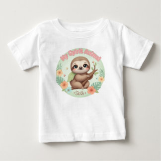 T-shirt Pour Bébé Adorable Baby Sloth "My Spirit Animal" Cute Floral