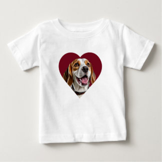 T-shirt Pour Bébé Adorable Beagle in Heart Shape Design