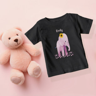 T-shirt Pour Bébé Adorable bébé fille éléphant avec nom