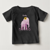 T-shirt Pour Bébé Adorable bébé fille éléphant avec nom (Devant)
