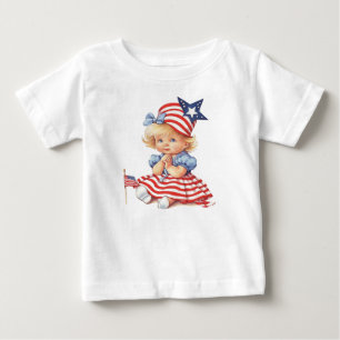T-SHIRT POUR BÉBÉ ADORABLE BLONDE HAÏE PATRIOTIQUE BÉBÉ FILLE
