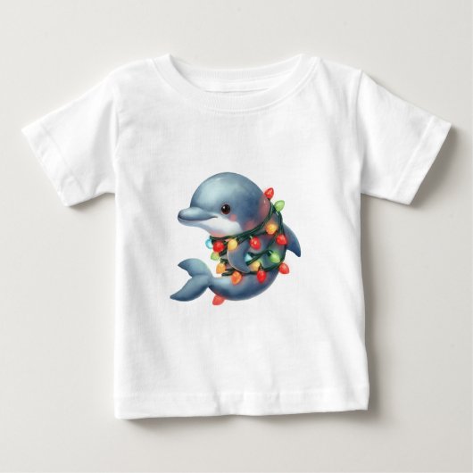 T-shirt Pour Bébé adorable dauphin de Noël (Devant)