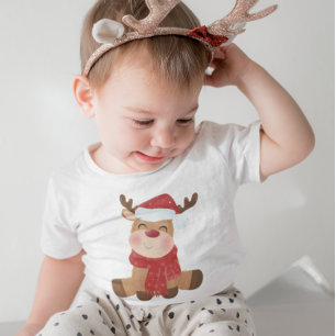 T-shirt Pour Bébé adorable joyeux renne de Noël