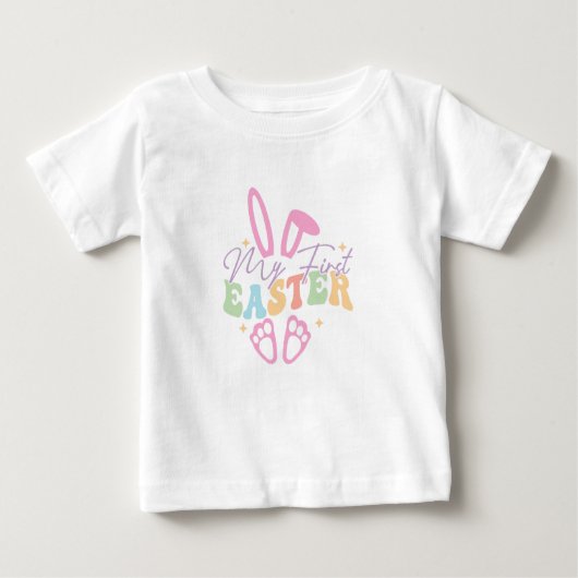 T-shirt Pour Bébé Adorable Mon premier bébé de Pâques Pastel Bunny (Devant)