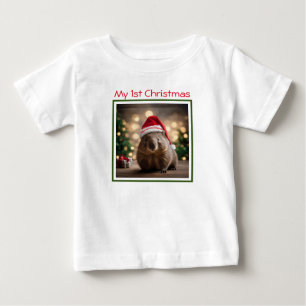 T-shirt Pour Bébé Adorable Noël Wombat, Premier Noël,